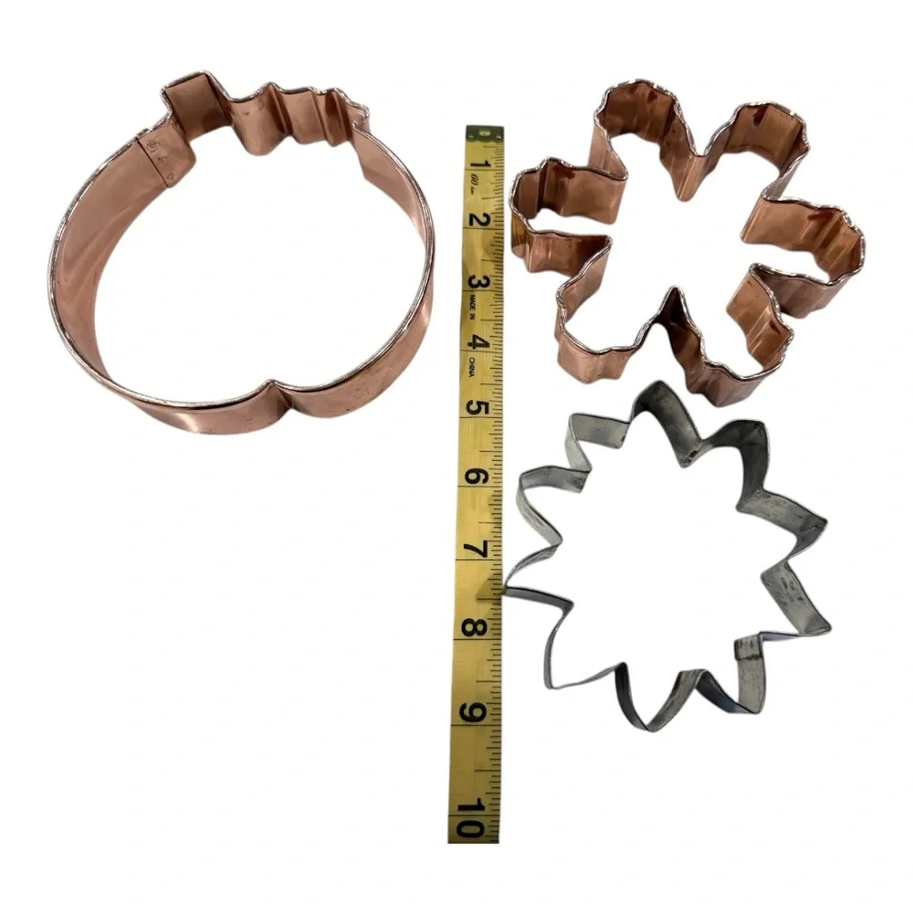 Copper and Stainless Steel‎ Holiday Cookie Cutters Set Pumpkin Snowflake Flower